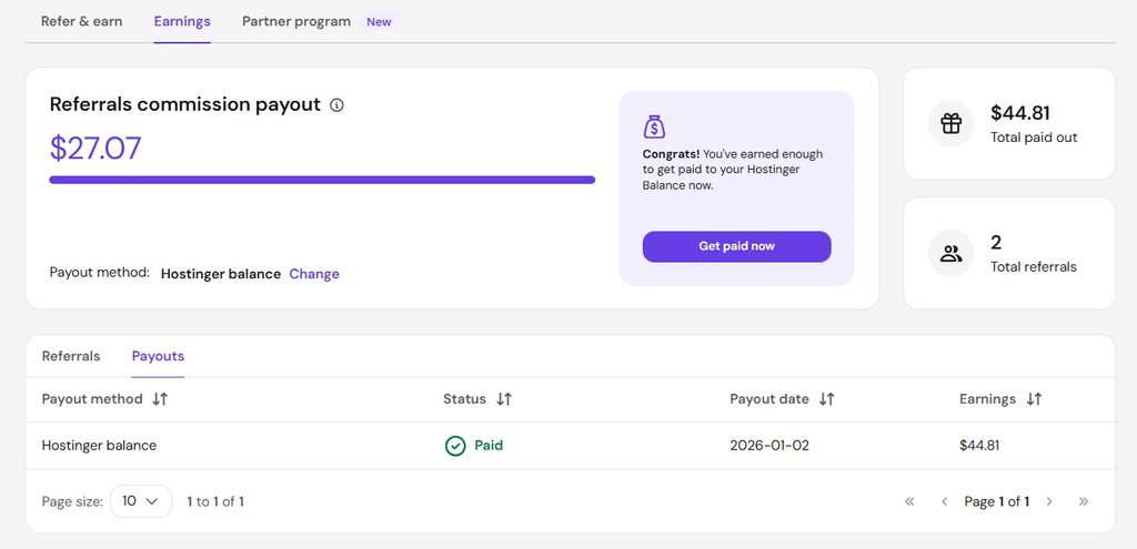 Cara Mencairkan Komisi Referal di Hostinger