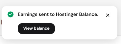earning terkirim ke hostinger balance
